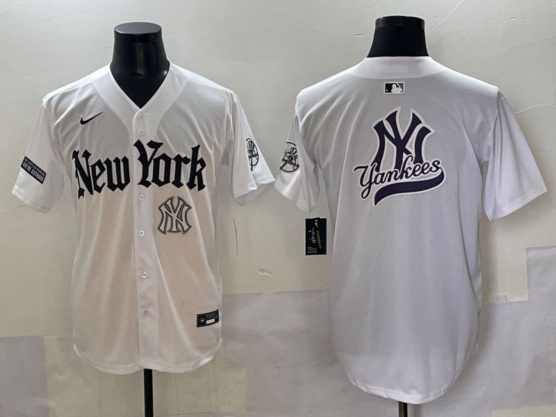 Men 2025 New York Yankees Blank White Five generations Joint Name Nike MLB Jersey style 69